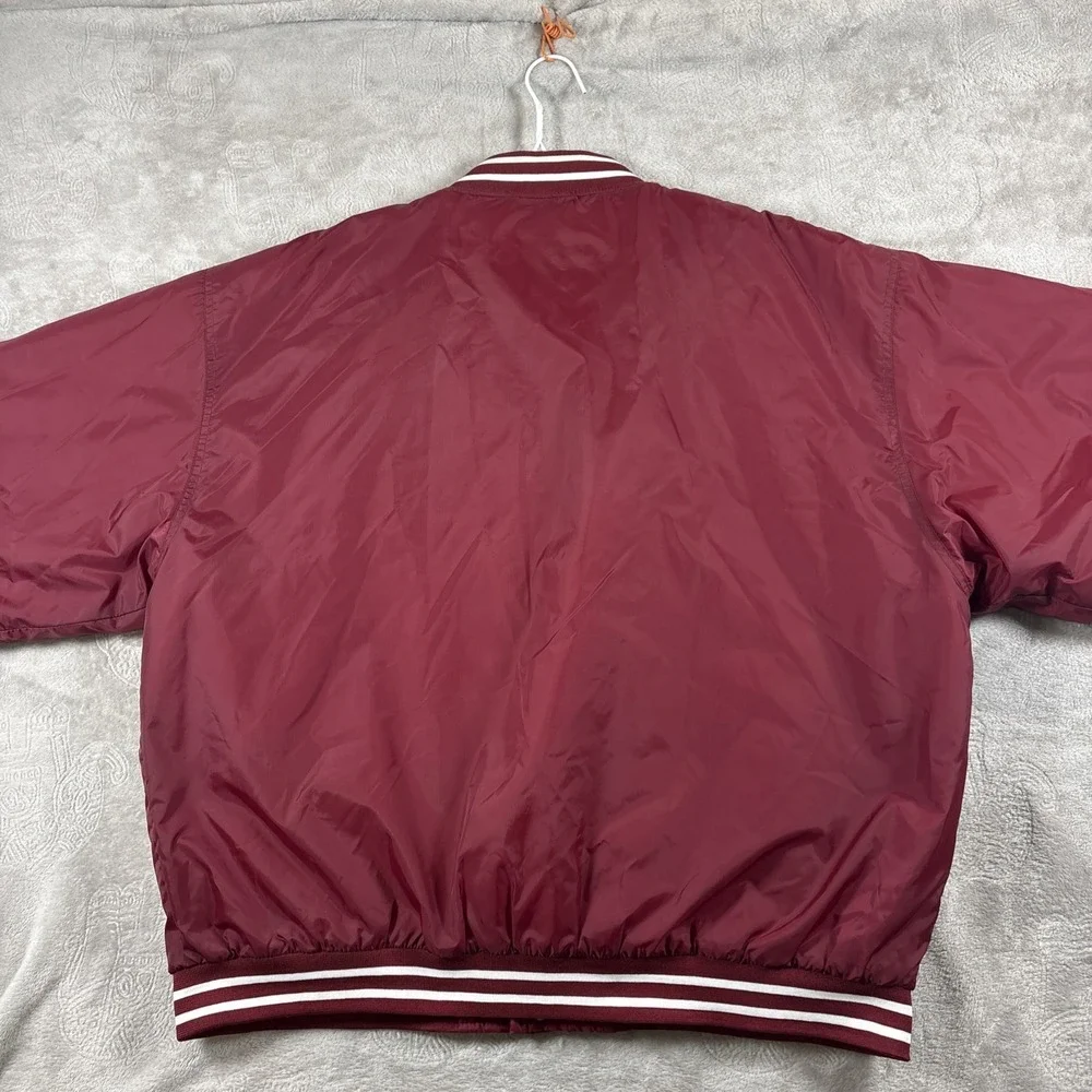 Oklahoma Sooners Vintage Red Oak Bomber Jacket XL Maroon Red Nylon Varsity 4421 - Picture 5 of 13